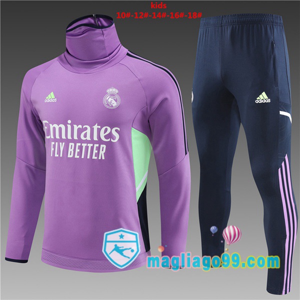 Magliago - Passione Maglie Thai Affidabili Basso Costo Online Shop | Tuta da Allenamento Real Madrid Collo Alto Bambino Porpora 2023/2024