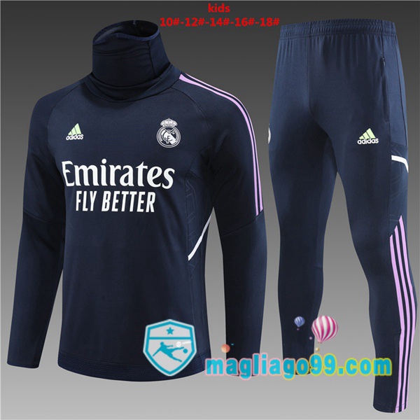 Magliago - Passione Maglie Thai Affidabili Basso Costo Online Shop | Tuta da Allenamento Real Madrid Collo Alto Bambino Blu Royal 2023/2024