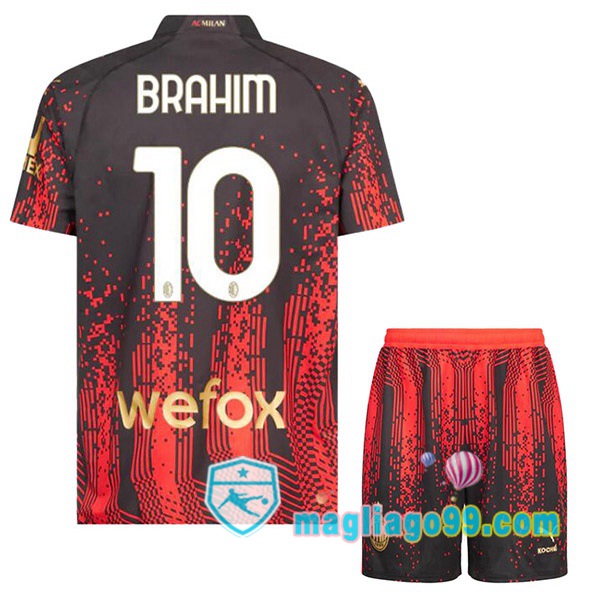 Magliago - Passione Maglie Thai Affidabili Basso Costo Online Shop | Maglia AC Milan (BRAHIM 10) Bambino Quattro Rosso Nero 2022/2023