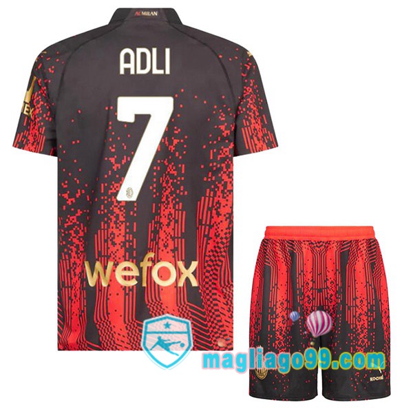 Magliago - Passione Maglie Thai Affidabili Basso Costo Online Shop | Maglia AC Milan (ADLI 7) Bambino Quattro Rosso Nero 2022/2023