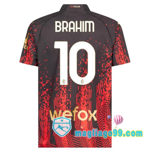 Magliago - Passione Maglie Thai Affidabili Basso Costo Online Shop | Maglia AC Milan (BRAHIM 10) Quattro Rosso Nero 2022/2023