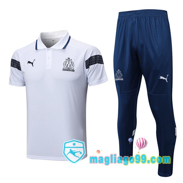 Magliago - Passione Maglie Thai Affidabili Basso Costo Online Shop | Marsiglia OM Polo Maglia Uomo + Pantaloni Bianco 2023/2024