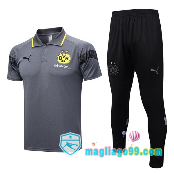 Magliago - Passione Maglie Thai Affidabili Basso Costo Online Shop | Dortmund BVB Polo Maglia Uomo + Pantaloni Grigio 2023/2024