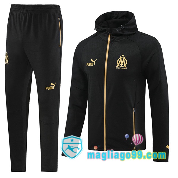 Magliago - Passione Maglie Thai Affidabili Basso Costo Online Shop | Giacca Con Cappuccio Marsiglia OM Nero 2023/2024