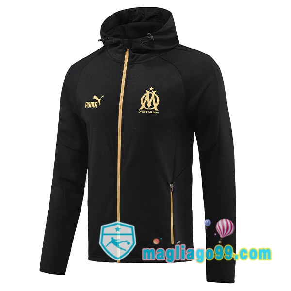 Magliago - Passione Maglie Thai Affidabili Basso Costo Online Shop | Giacca Con Cappuccio Marsiglia OM Nero 2023/2024