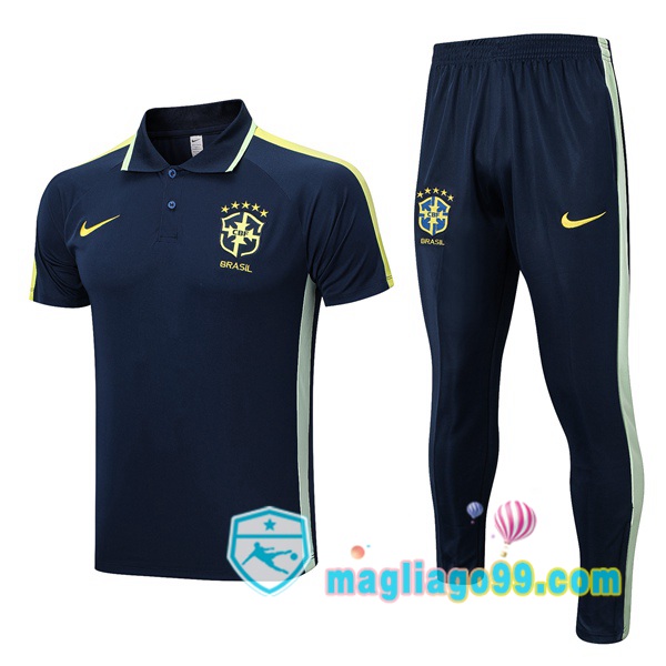 Magliago - Passione Maglie Thai Affidabili Basso Costo Online Shop | Brasile Polo Maglia Uomo + Pantaloni Blu Royal 2023/2024