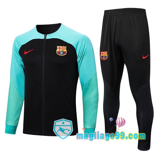Magliago - Passione Maglie Thai Affidabili Basso Costo Online Shop | Giacca Da Allenamento FC Barcellona Nero Verde 2023/2024