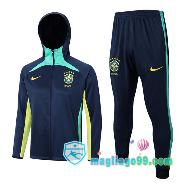 Magliago - Passione Maglie Thai Affidabili Basso Costo Online Shop | Giacca Con Cappuccio Brasile Blu Royal 2023/2024