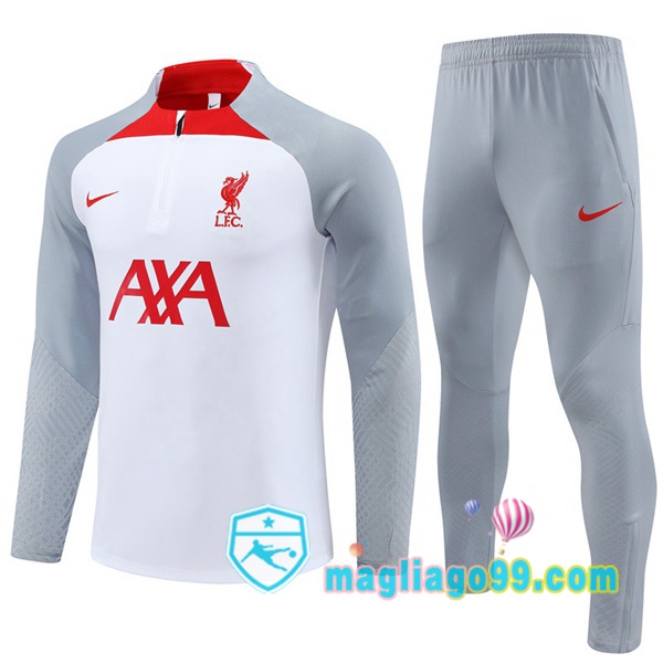 Magliago - Passione Maglie Thai Affidabili Basso Costo Online Shop | Tuta da Allenamento FC Liverpool Bianco Grigio 2023/2024