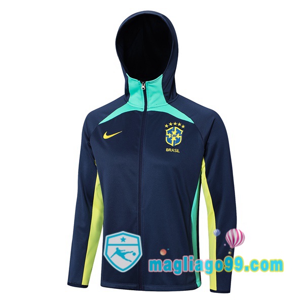 Magliago - Passione Maglie Thai Affidabili Basso Costo Online Shop | Giacca Con Cappuccio Brasile Blu Royal 2023/2024
