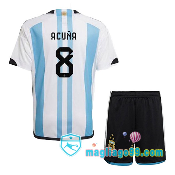 Magliago - Passione Maglie Thai Affidabili Basso Costo Online Shop | 3 Stelle Nazionale Maglia Calcio Argentina (ACUÑA 8) Bambino Prima Blu Bianco 2022/2023