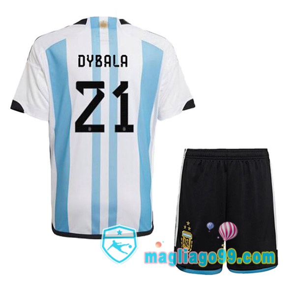 Magliago - Passione Maglie Thai Affidabili Basso Costo Online Shop | 3 Stelle Nazionale Maglia Calcio Argentina (DYBALA 21) Bambino Prima Blu Bianco 2022/2023