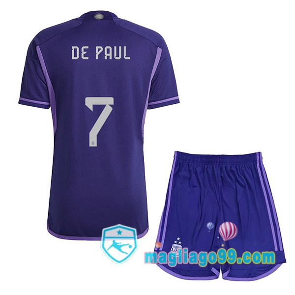 Magliago - Passione Maglie Thai Affidabili Basso Costo Online Shop | 3 Stelle Nazionale Maglia Calcio Argentina (DE PAUL 7) Bambino Seconda Porpora 2022/2023