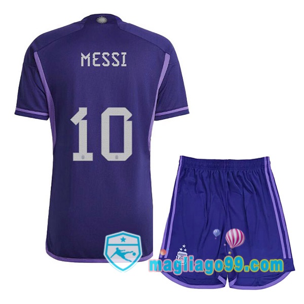 Magliago - Passione Maglie Thai Affidabili Basso Costo Online Shop | 3 Stelle Nazionale Maglia Calcio Argentina (MESSI 10) Bambino Seconda Porpora 2022/2023