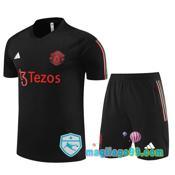 Magliago - Passione Maglie Thai Affidabili Basso Costo Online Shop | Tuta Maglie Allenamento Manchester United + Shorts Nero 2023/2024