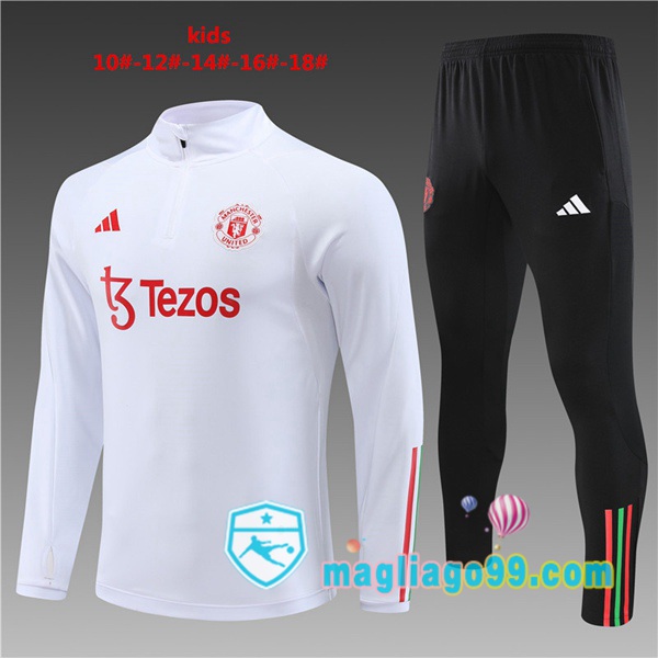 Magliago - Passione Maglie Thai Affidabili Basso Costo Online Shop | Tuta da Allenamento Manchester United Bambino Bianco 2023/2024