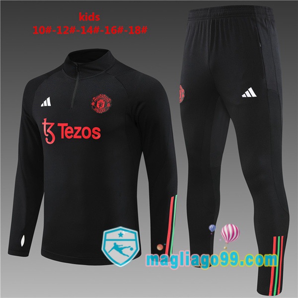 Magliago - Passione Maglie Thai Affidabili Basso Costo Online Shop | Tuta da Allenamento Manchester United Bambino Nero 2023/2024