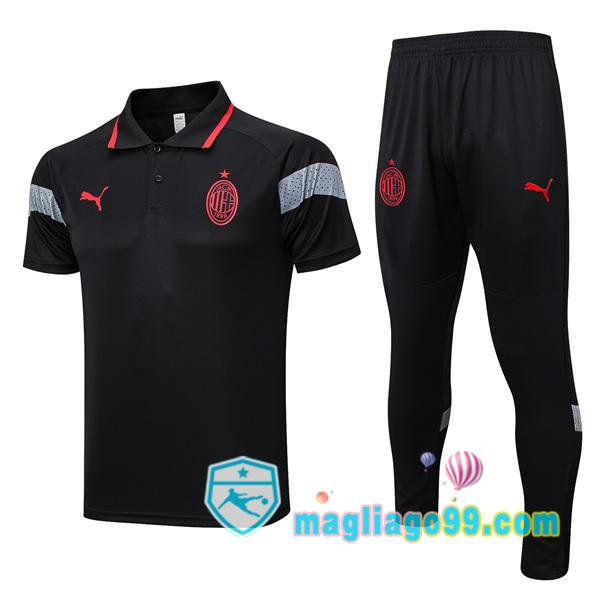 Magliago - Passione Maglie Thai Affidabili Basso Costo Online Shop | AC Milan Polo Maglia Uomo + Pantaloni Nero 2023/2024