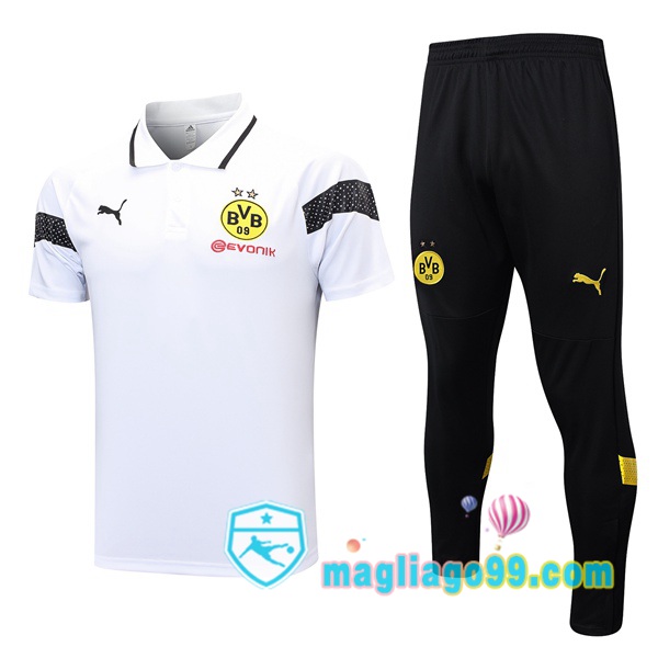 Magliago - Passione Maglie Thai Affidabili Basso Costo Online Shop | Dortmund BVB Polo Maglia Uomo + Pantaloni Bianco 2023/2024