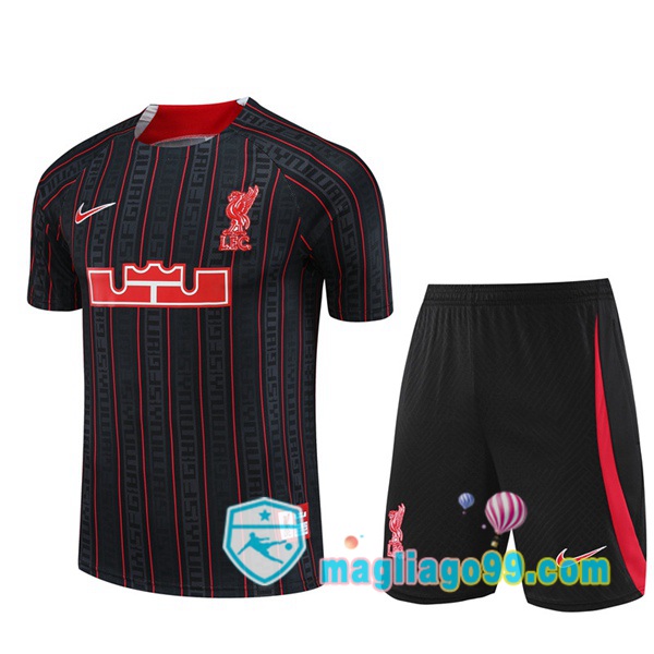 Magliago - Passione Maglie Thai Affidabili Basso Costo Online Shop | Tuta Maglie Allenamento FC Liverpool + Shorts Nero 2023/2024