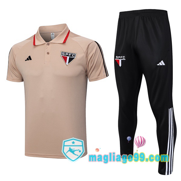 Magliago - Passione Maglie Thai Affidabili Basso Costo Online Shop | Sao Paulo FC Polo Maglia Uomo + Pantaloni Marrone 2023/2024