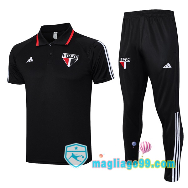 Magliago - Passione Maglie Thai Affidabili Basso Costo Online Shop | Sao Paulo FC Polo Maglia Uomo + Pantaloni Nero 2023/2024
