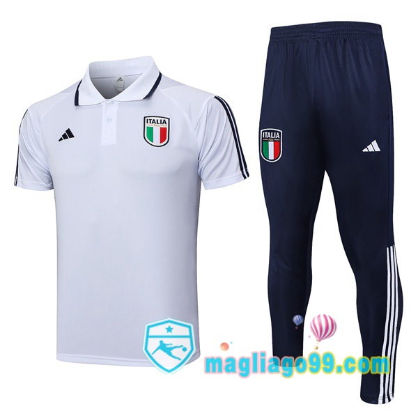 Magliago - Passione Maglie Thai Affidabili Basso Costo Online Shop | Italia Polo Maglia Uomo + Pantaloni Bianco 2023/2024