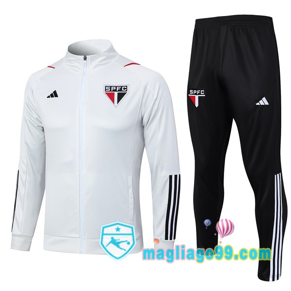 Magliago - Passione Maglie Thai Affidabili Basso Costo Online Shop | Giacca Da Allenamento Sao Paulo FC Bianco 2023/2024