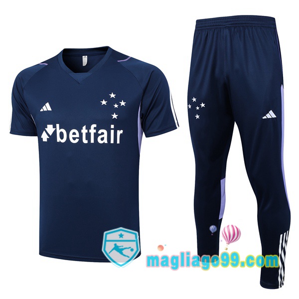 Magliago - Passione Maglie Thai Affidabili Basso Costo Online Shop | Tuta Maglie Allenamento Cruzeiro EC + Pantaloni Blu Royal 2023/2024