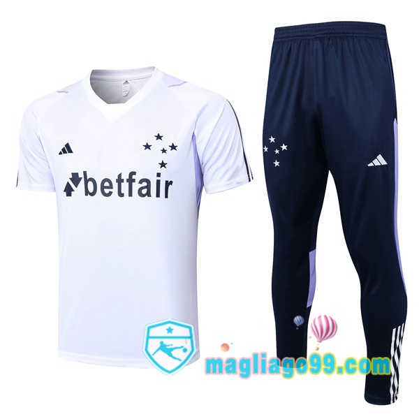 Magliago - Passione Maglie Thai Affidabili Basso Costo Online Shop | Tuta Maglie Allenamento Cruzeiro EC + Pantaloni Bianco 2023/2024