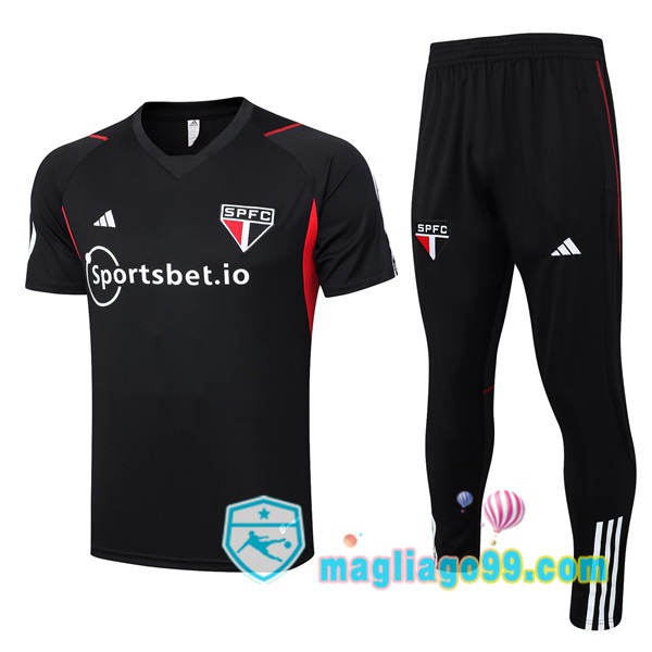 Magliago - Passione Maglie Thai Affidabili Basso Costo Online Shop | Tuta Maglie Allenamento Sao Paulo FC + Pantaloni Nero 2023/2024