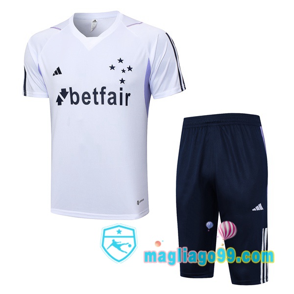 Magliago - Passione Maglie Thai Affidabili Basso Costo Online Shop | Tuta Maglie Allenamento Cruzeiro EC + Shorts Bianco 2023/2024