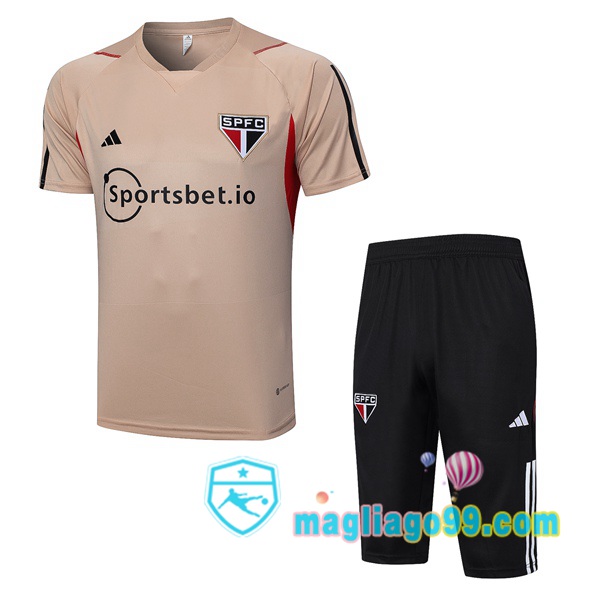 Magliago - Passione Maglie Thai Affidabili Basso Costo Online Shop | Tuta Maglie Allenamento Sao Paulo FC + Shorts Marrone 2023/2024