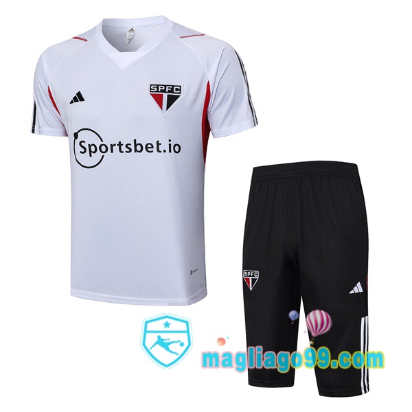 Magliago - Passione Maglie Thai Affidabili Basso Costo Online Shop | Tuta Maglie Allenamento Sao Paulo FC + Shorts Bianco 2023/2024