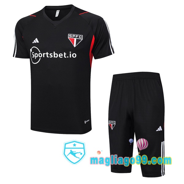 Magliago - Passione Maglie Thai Affidabili Basso Costo Online Shop | Tuta Maglie Allenamento Sao Paulo FC + Shorts Nero 2023/2024