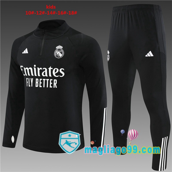 Magliago - Passione Maglie Thai Affidabili Basso Costo Online Shop | Tuta da Allenamento Real Madrid Bambino Nero 2023/2024