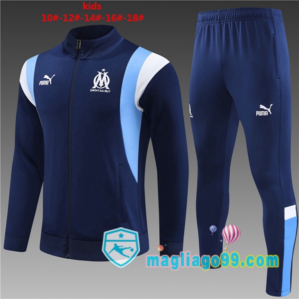 Magliago - Passione Maglie Thai Affidabili Basso Costo Online Shop | Giacca Da Allenamento Marsiglia OM Bambino Blu Royal 2023/2024