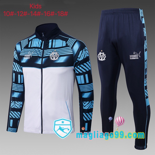 Magliago - Passione Maglie Thai Affidabili Basso Costo Online Shop | Giacca Da Allenamento Marsiglia OM Bambino Bianco Blu 2023/2024