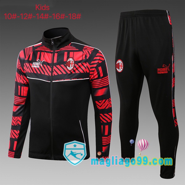 Magliago - Passione Maglie Thai Affidabili Basso Costo Online Shop | Giacca Da Allenamento AC Milan Bambino Nero Rosso 2023/2024