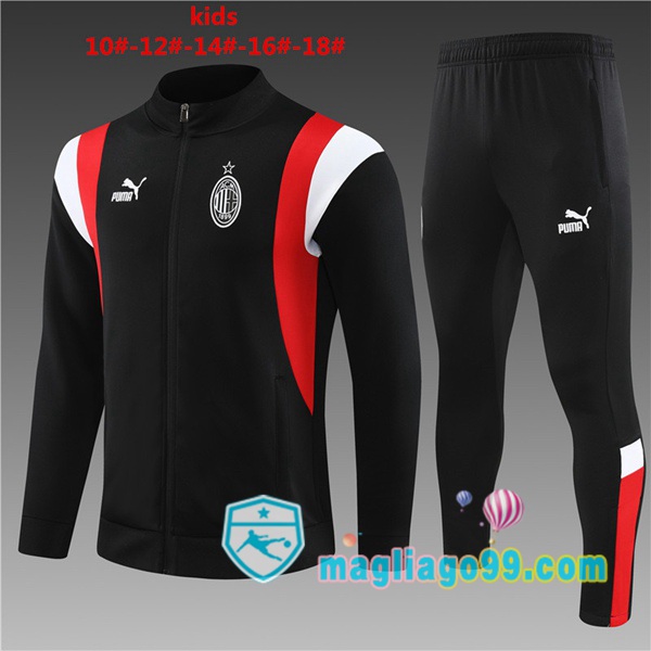 Magliago - Passione Maglie Thai Affidabili Basso Costo Online Shop | Giacca Da Allenamento AC Milan Bambino Nero 2023/2024