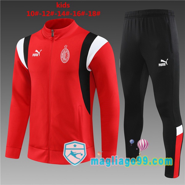 Magliago - Passione Maglie Thai Affidabili Basso Costo Online Shop | Giacca Da Allenamento AC Milan Bambino Rosso 2023/2024