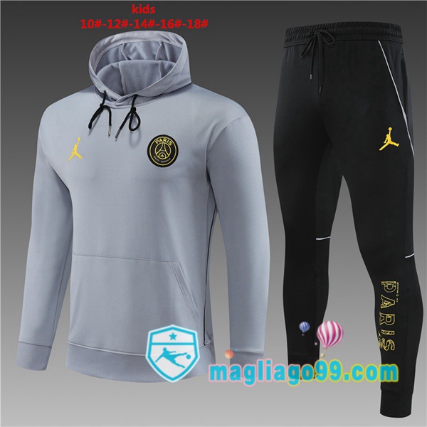 Magliago - Passione Maglie Thai Affidabili Basso Costo Online Shop | Giacca Con Cappuccio JORDAN Paris PSG Bambino Grigio 2023/2024