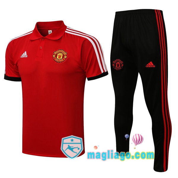 Magliago - Passione Maglie Thai Affidabili Basso Costo Online Shop | Manchester United + Polo Maglia Uomo + Pantaloni Rosso 2021/2022