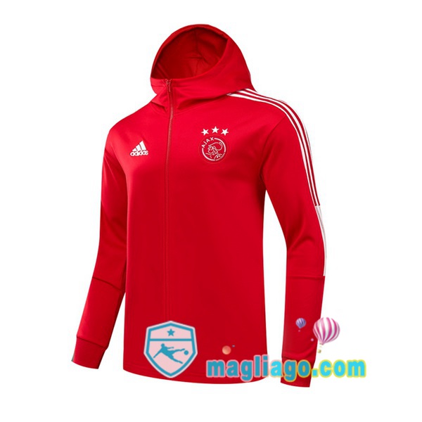 Magliago - Passione Maglie Thai Affidabili Basso Costo Online Shop | Giacca Con Cappuccio AFC Ajax Rosso 2021/2022