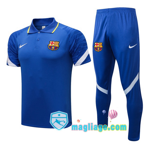Magliago - Passione Maglie Thai Affidabili Basso Costo Online Shop | FC Barcellona + Polo Maglia Uomo + Pantaloni Blu 2021/2022
