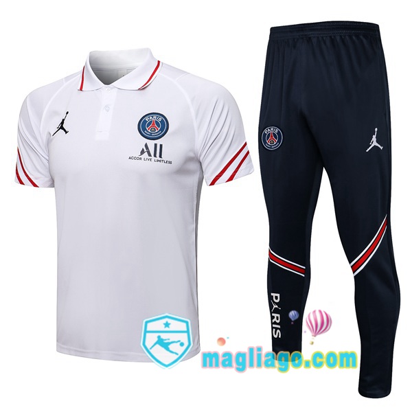 Magliago - Passione Maglie Thai Affidabili Basso Costo Online Shop | JORDAN Paris PSG + Polo Maglia Uomo + Pantaloni Bianco 2021/2022