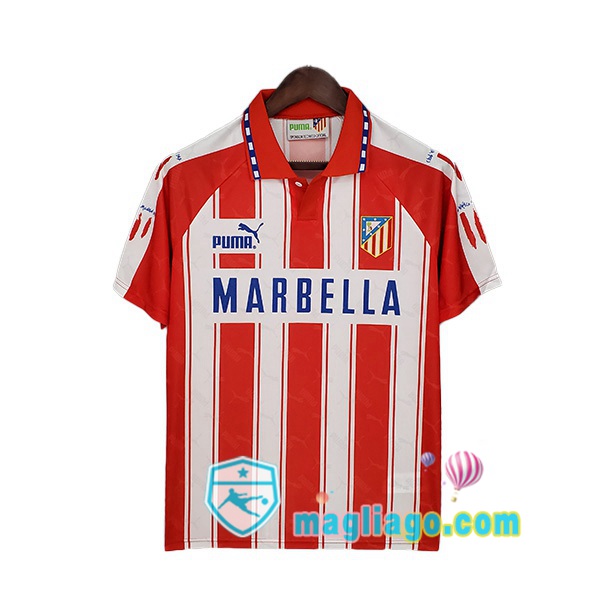 Magliago - Passione Maglie Thai Affidabili Basso Costo Online Shop | 1994-1995 Atletico Madrid Retro Prima Maglia Storica Rosso Bianco