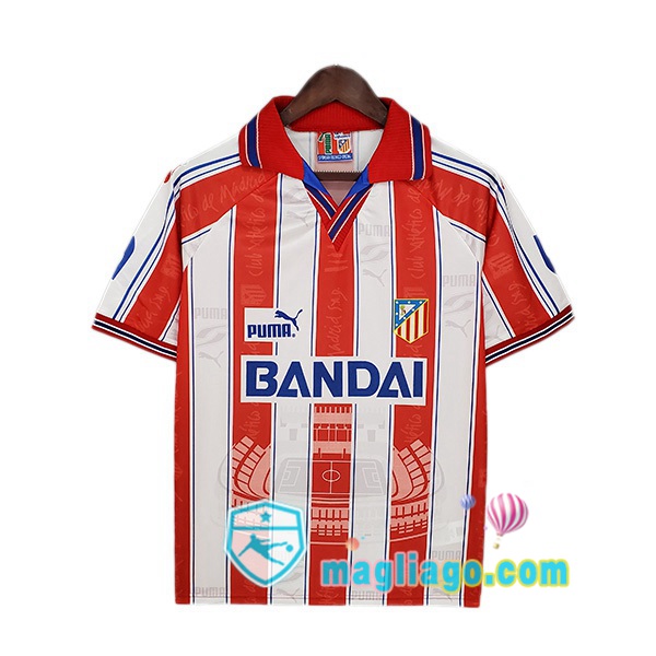 Magliago - Passione Maglie Thai Affidabili Basso Costo Online Shop | 1996-1997 Atletico Madrid Retro Prima Maglia Storica Rosso Bianco