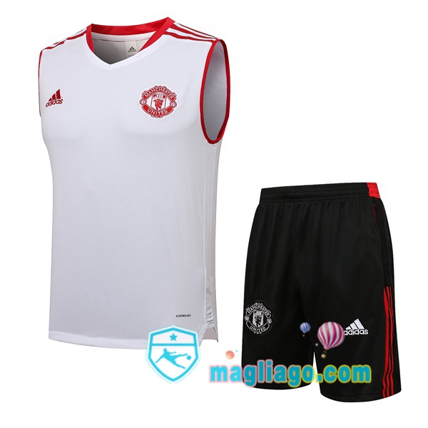Magliago - Passione Maglie Thai Affidabili Basso Costo Online Shop | Gilet Calcio Manchester United + Shorts Bianco 2021/2022