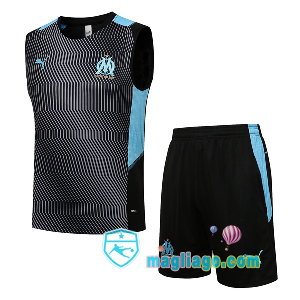 Magliago - Passione Maglie Thai Affidabili Basso Costo Online Shop | Gilet Calcio Marsiglia OM + Shorts Nero Blu 2021/2022